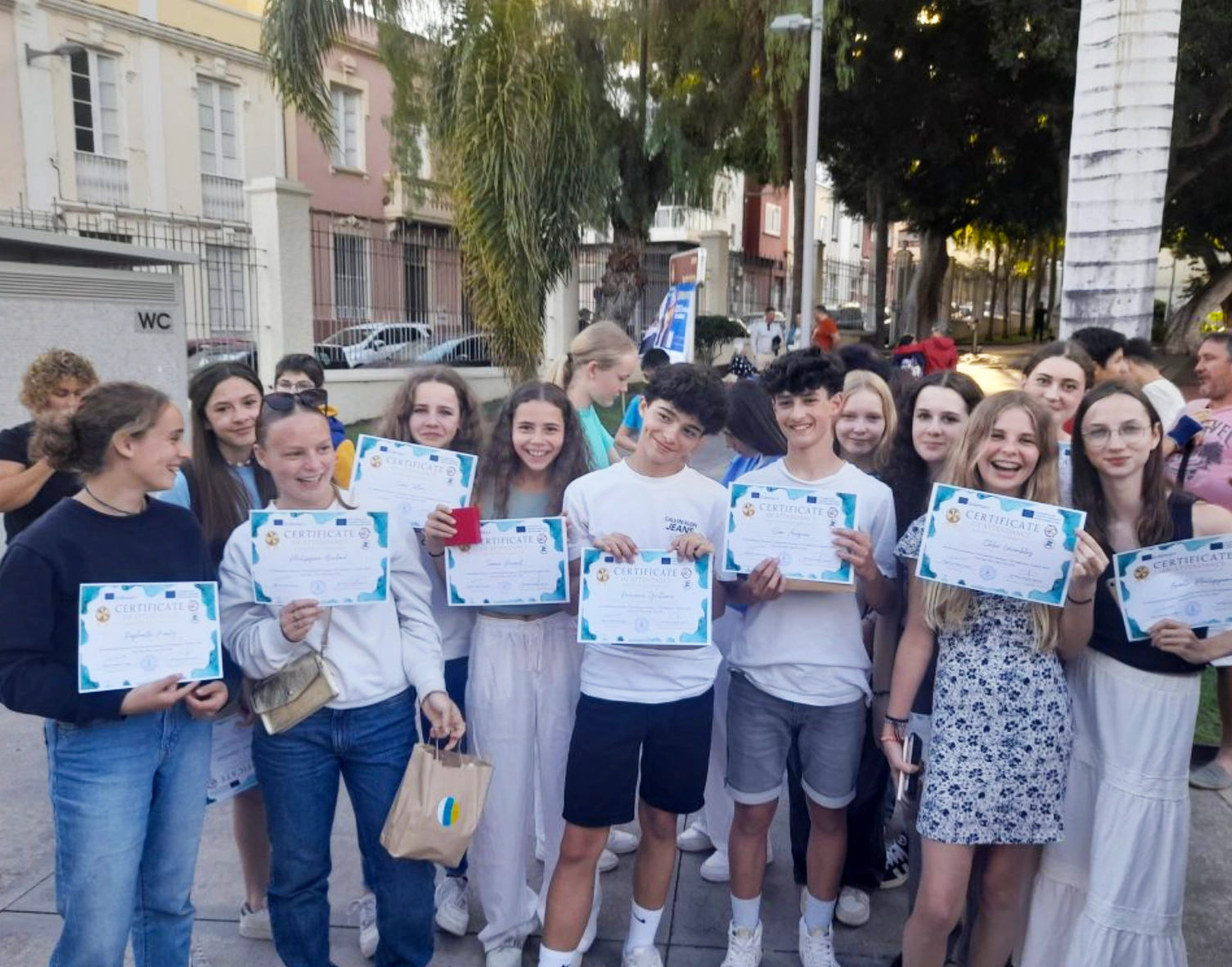 Certification d'Erasmus des élèves du collège Sacré-Cœur à Tenerife